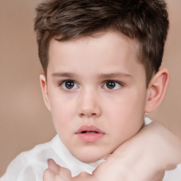 Neutral white child male with short  brown hair and brown eyes