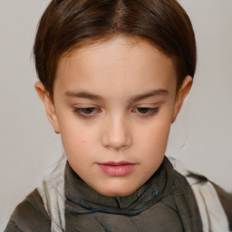 Neutral white child female with short  brown hair and brown eyes