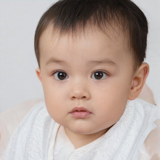 Neutral white child female with short  brown hair and brown eyes