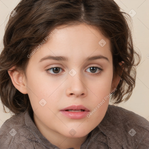 Neutral white child female with medium  brown hair and brown eyes