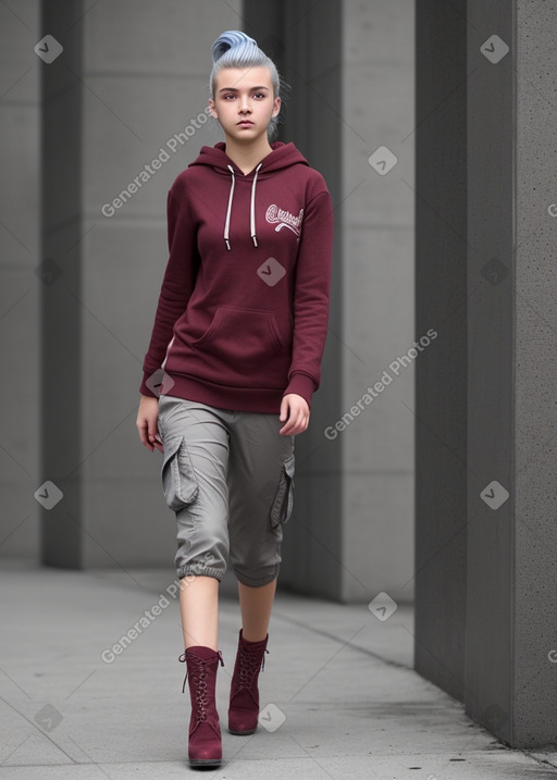 Austrian teenager girl with  gray hair