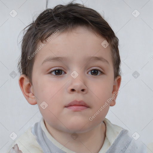 Neutral white child male with short  brown hair and brown eyes