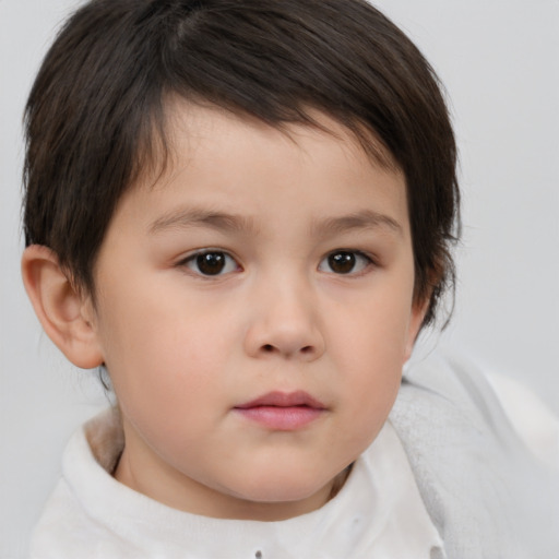 Neutral white child female with short  brown hair and brown eyes