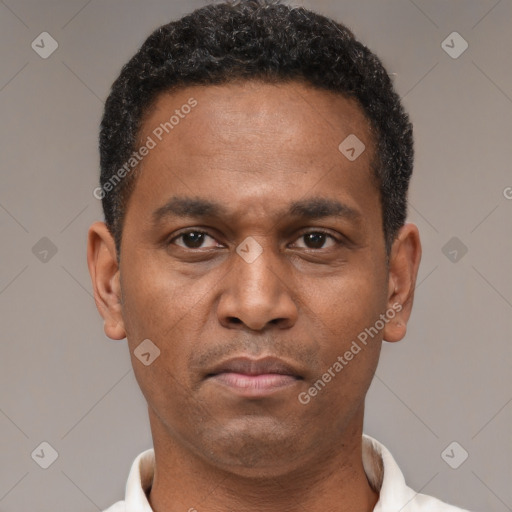 Neutral latino young-adult male with short  brown hair and brown eyes
