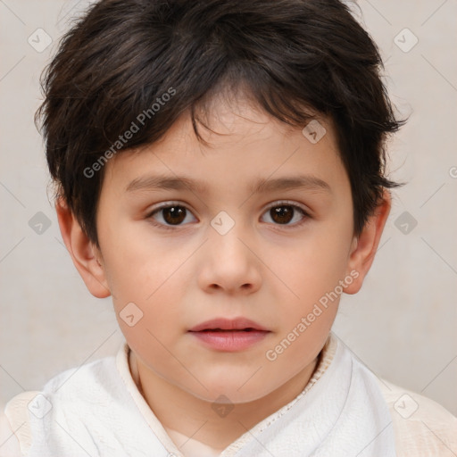 Neutral white child female with short  brown hair and brown eyes