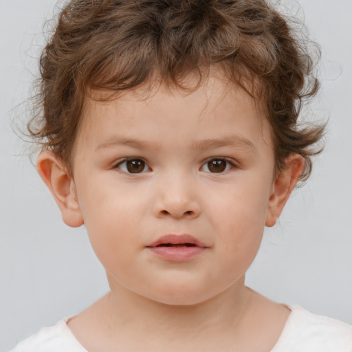 Neutral white child male with short  brown hair and brown eyes