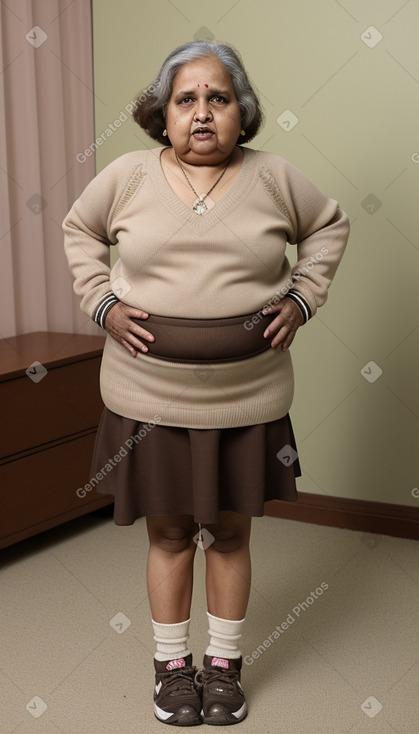 Indian elderly female with  brown hair