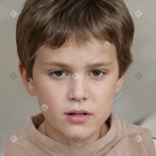 Neutral white child male with short  brown hair and brown eyes