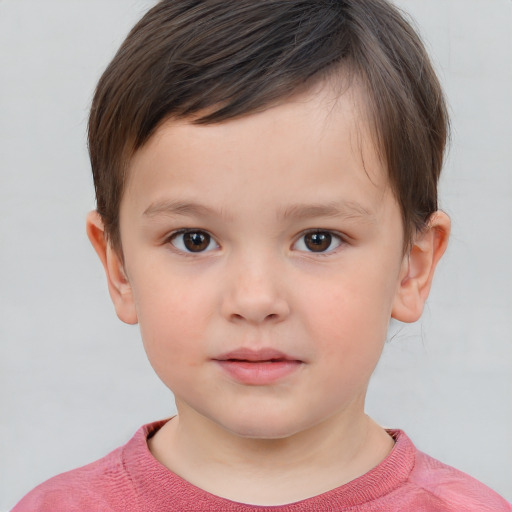 Neutral white child male with short  brown hair and brown eyes