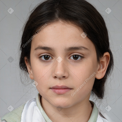 Neutral white child female with medium  brown hair and brown eyes