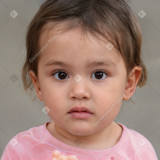 Neutral white child female with medium  brown hair and brown eyes