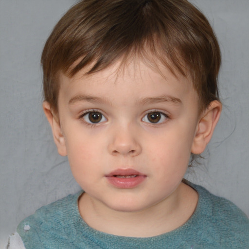 Neutral white child male with short  brown hair and brown eyes