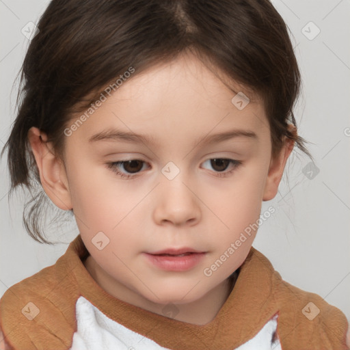 Neutral white child female with medium  brown hair and brown eyes