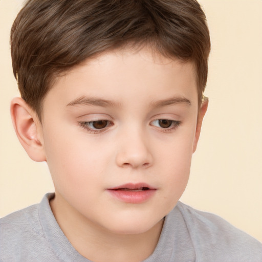 Neutral white child male with short  brown hair and brown eyes