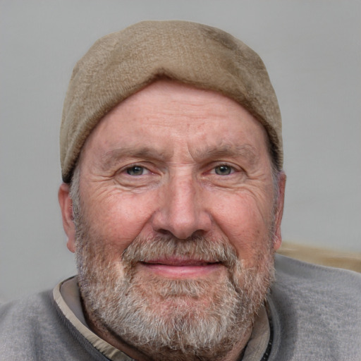 Joyful white middle-aged male with short  brown hair and brown eyes