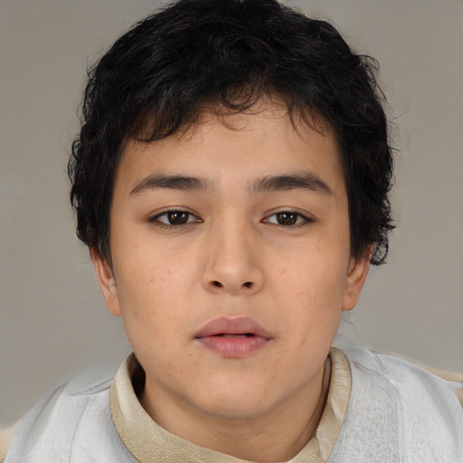 Neutral asian young-adult male with short  brown hair and brown eyes