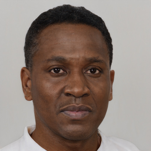 Neutral black adult male with short  brown hair and brown eyes