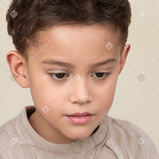 Neutral white child male with short  brown hair and brown eyes