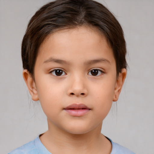 Neutral white child female with medium  brown hair and brown eyes