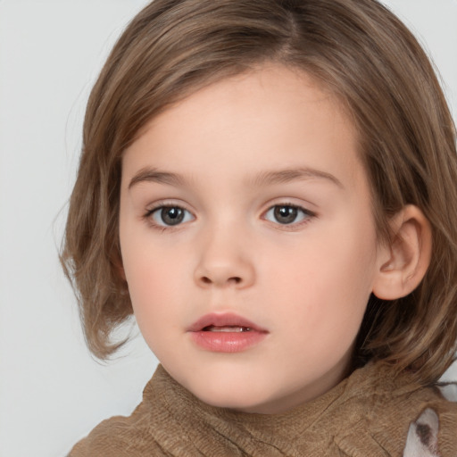 Neutral white child female with medium  brown hair and brown eyes