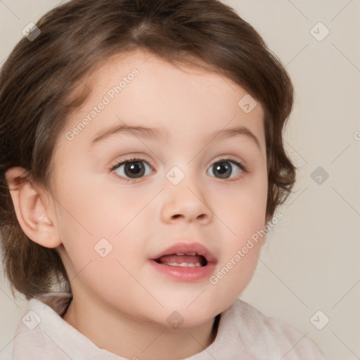 Neutral white child female with medium  brown hair and brown eyes