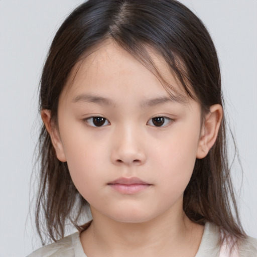 Neutral white child female with medium  brown hair and brown eyes