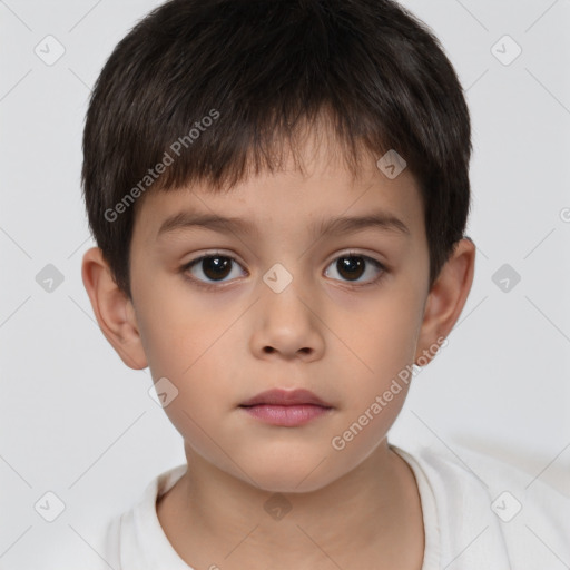 Neutral white child male with short  brown hair and brown eyes