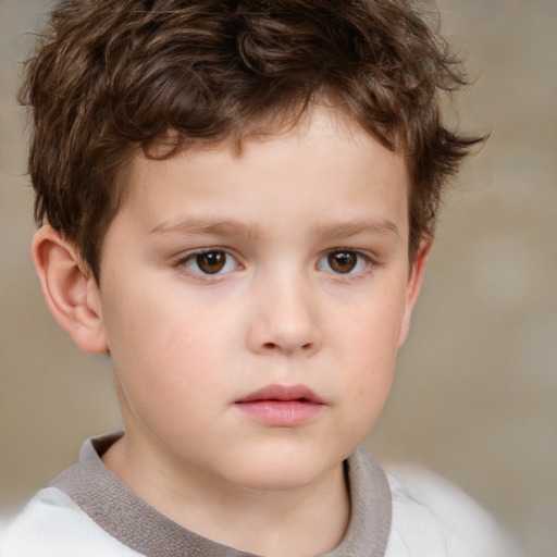 Neutral white child male with short  brown hair and brown eyes