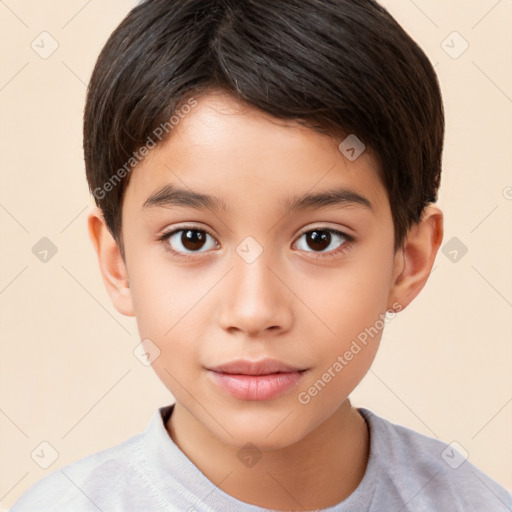 Neutral white child male with short  brown hair and brown eyes