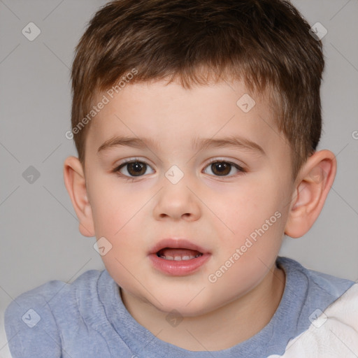 Neutral white child male with short  brown hair and brown eyes