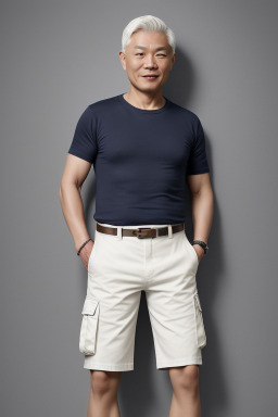 Chinese middle-aged male with  white hair