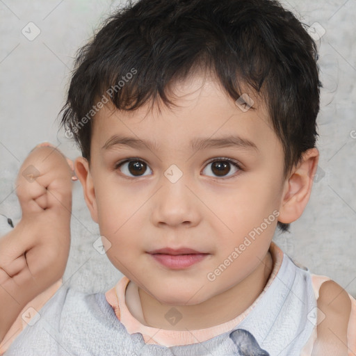 Neutral white child male with short  brown hair and brown eyes