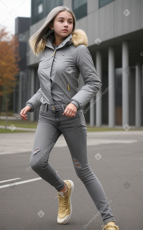 Teenager girl with  gray hair