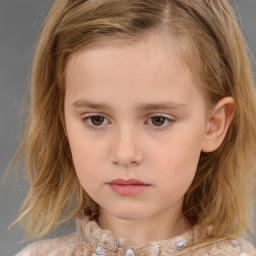 Neutral white child female with medium  brown hair and brown eyes