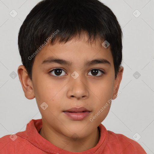 Neutral white child male with short  brown hair and brown eyes