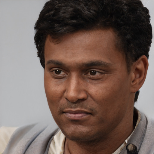 Neutral black young-adult male with short  brown hair and brown eyes