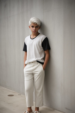 Hispanic teenager boy with  white hair