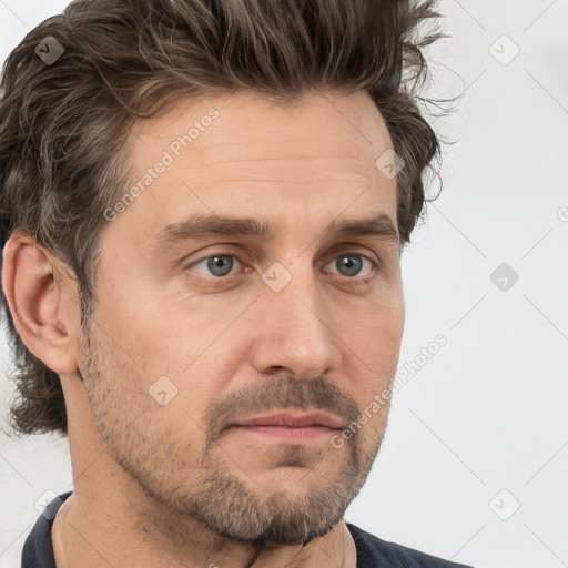 Neutral white adult male with short  brown hair and brown eyes