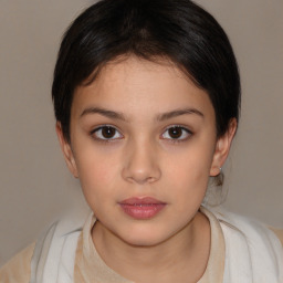 Neutral white child female with medium  brown hair and brown eyes