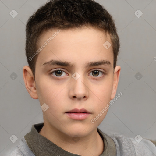 Neutral white child male with short  brown hair and brown eyes