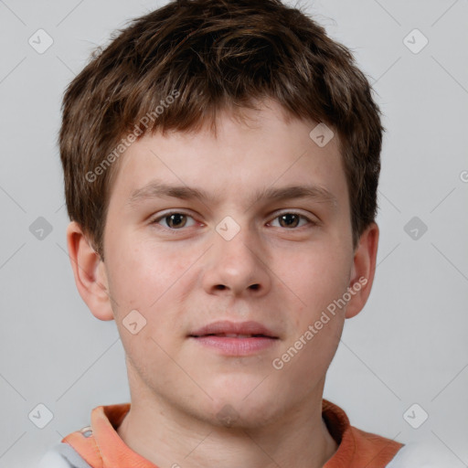 Neutral white child male with short  brown hair and brown eyes