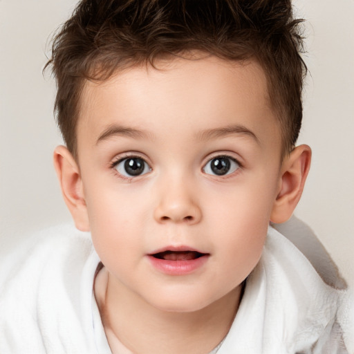 Neutral white child male with short  brown hair and brown eyes