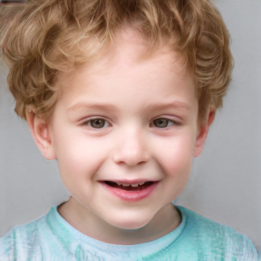 Joyful white child male with short  brown hair and brown eyes