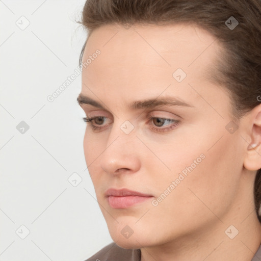 Neutral white young-adult male with medium  brown hair and brown eyes