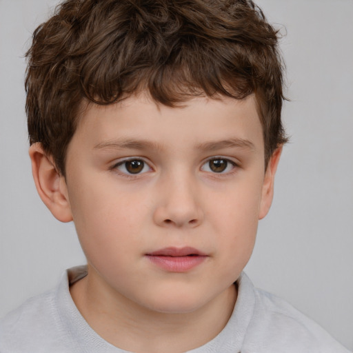 Neutral white child male with short  brown hair and brown eyes