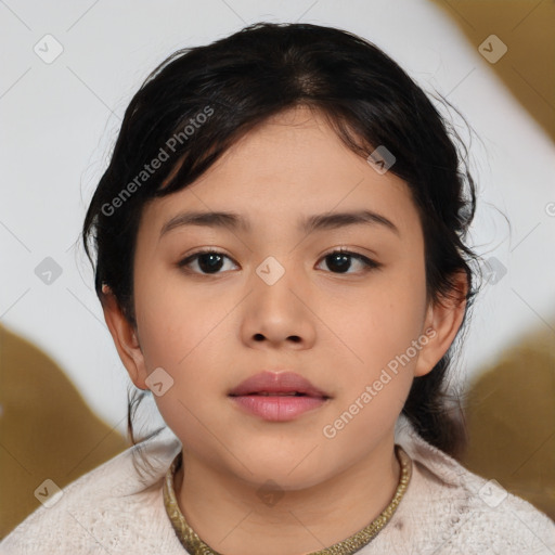 Neutral asian child female with medium  brown hair and brown eyes