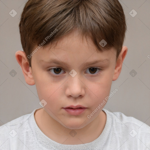 Neutral white child male with short  brown hair and brown eyes