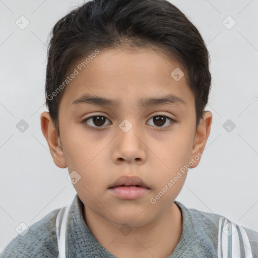 Neutral white child male with short  brown hair and brown eyes