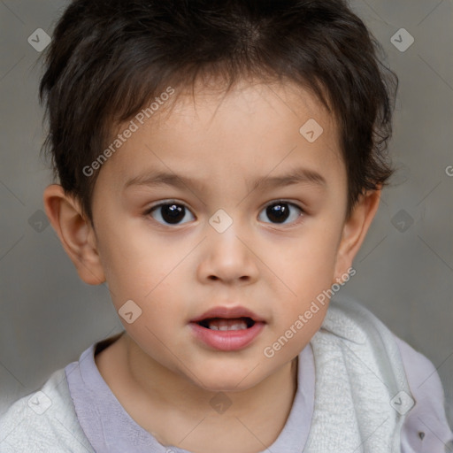 Neutral white child male with short  brown hair and brown eyes