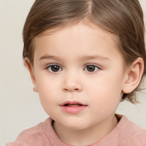 Neutral white child female with medium  brown hair and brown eyes